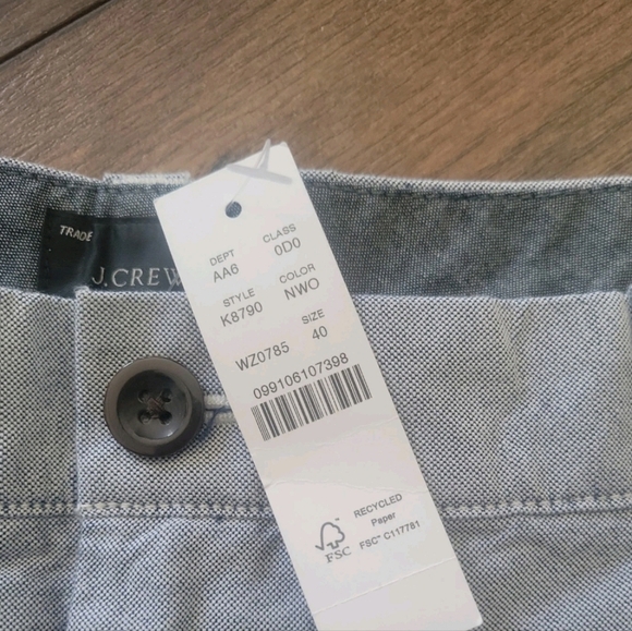 J. Crew Men's Blue/ White Chino style Shorts, Size 40 New - Picture 4 of 6